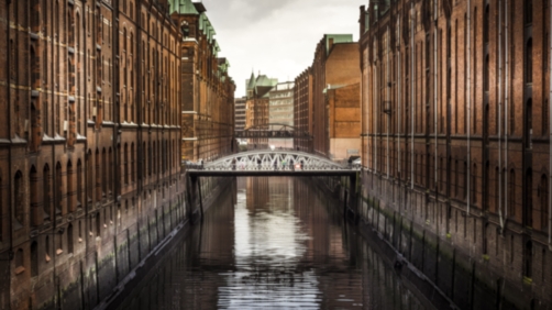 White Arc Bridge Between Building