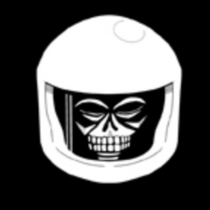 Image of a space helmet with a skull in it